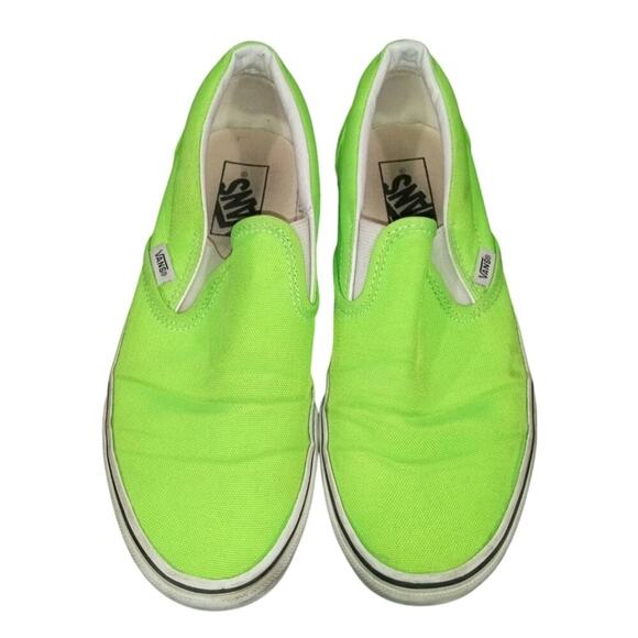 [H122] VANS Classic Slip-On Low Top Neon Green Sneakers /Mens 7 Women's 8.5 - Picture 1 of 6